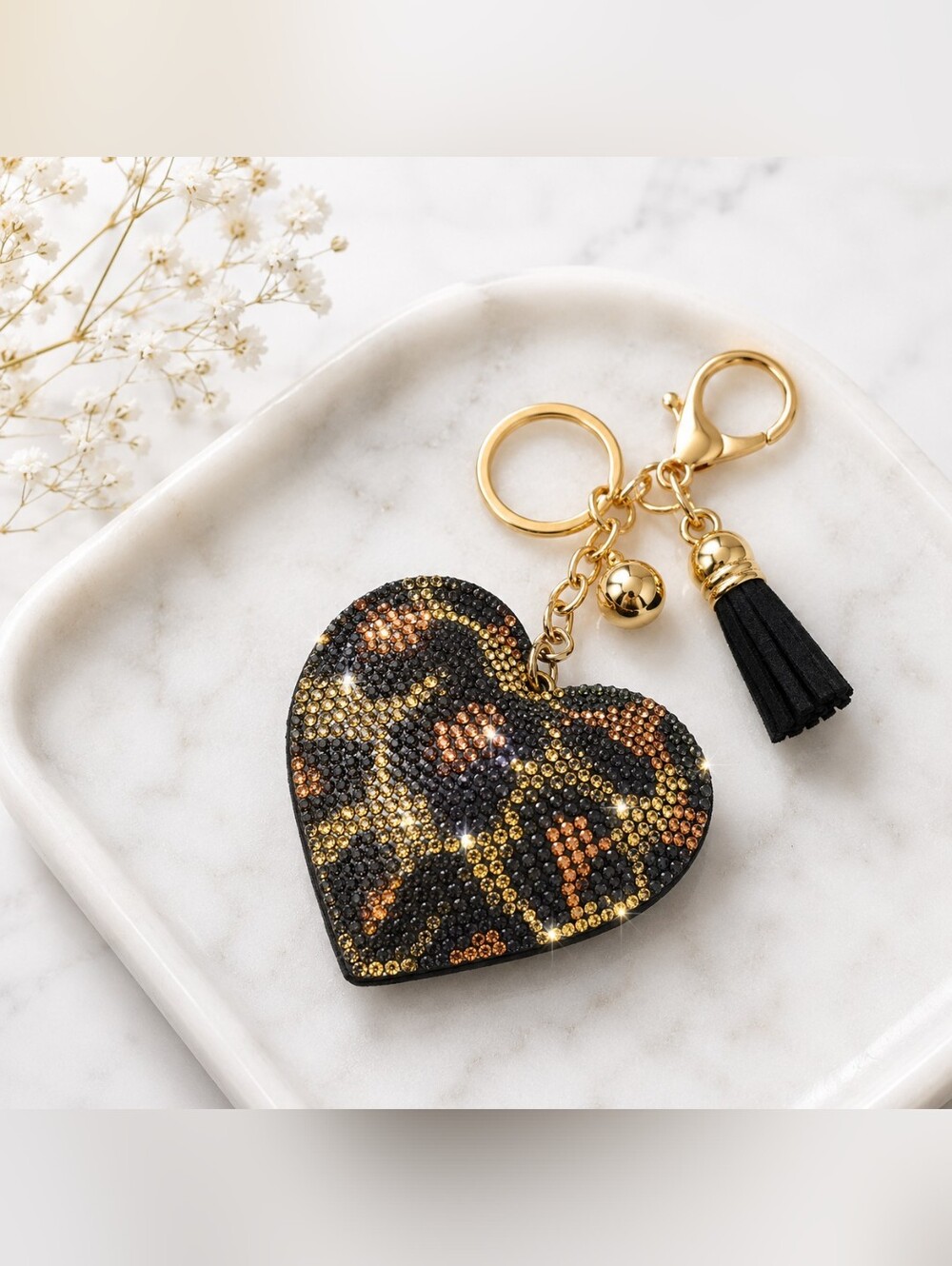 Sparkle Safari Heart Bag Charm/Keychain NWOT